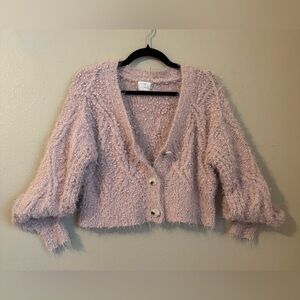 Winter Chic Sweet Romantic Pink Cropped Cardigan